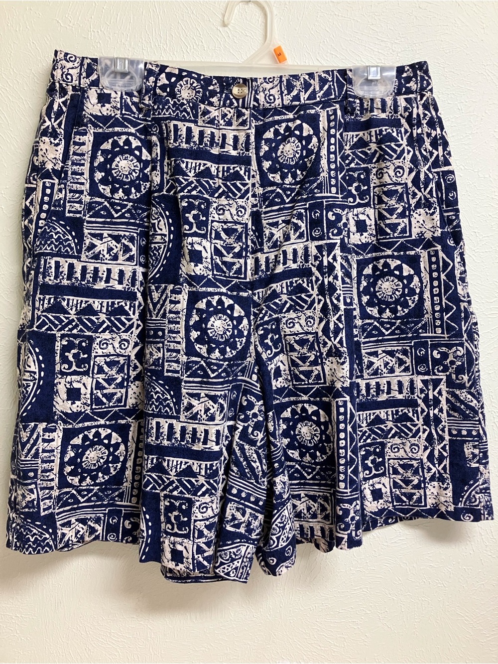 Rafaella Navy and White Patterned Bermuda Shorts